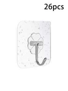 16/26个透明粘钩，超强自粘式墙钩，透明，无需钻孔，防水多用途挂钩，用于毛巾、厨房、浴室 - 白色 - 查看 10