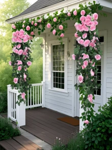 Nejlue Artificial Flowers/Plants1111 Home & Living 1pc Artificial Rose Vine Garland, Suitable For Home, Room, Garden, Wall, Indoor/Outdoor, Bedroom, Wedding, Dining Table, Party, Birthday, Balcony Decor, Spring Decorations, Valentine's Day Decorations - Pink - View 6