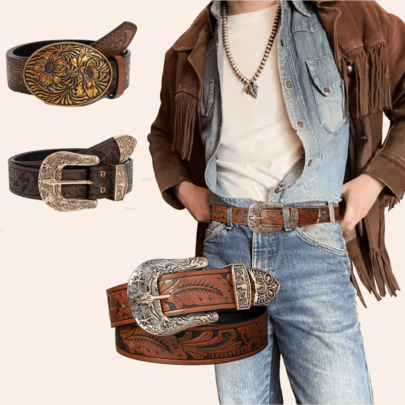 حزام جينز رجالي بإبزيم معدني منقوش برأس ثور بطراز غربي قديم، بنقشة مزخرفة بالزهور، مناسب للكاجوال والأعياد والأعمال والشارع والبوهيمي والغربي والخارجي، هدية للرجال كالزوج والحبيب والأب والأب في عيد الميلاد