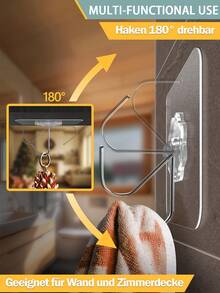 16/26个透明粘钩，超强自粘式墙钩，透明，无需钻孔，防水多用途挂钩，用于毛巾、厨房、浴室 - 白色 - 查看 4