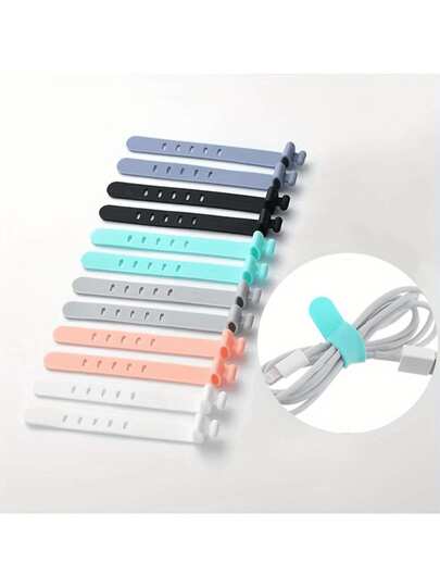 60 piezas/Organizador de cables de silicona reutilizable, ataduras de cables, fundas para cables y administrador de cables para viajes