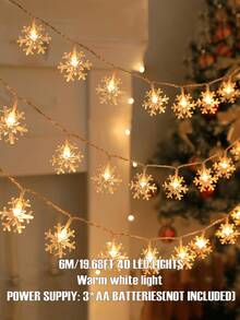 10M6M/3M/1.5M Christmas Snowflake Lamp Winter Decorative Snowflake Decorative Light String, Warm Color Lamp, White Lamp, Colored Lamp, Happy New Year, Camping Decoration, Star Fairy Nightlight Lamp, Lantern, Dry Battery Power Supply (Excluding) - Snowflake Lantern - View 13