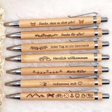 1/5/10/50PCS Custom Bamboo Ballpoint Pens, Personalized Engraved Pens, Portable , Engravable Name & Logo, Wedding Favors, Teacher's Day Gifts, Business Office Gifts, Student Stationery Souvenirs - Multicolor - View 11