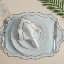 Placemat Kit, Embroidered Placemat, Round/Rectangular Table Placemat And Napkins - Ngà voi hoàng gia - Xem 9