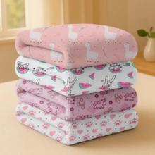 Anti-Allergic Baby Blanket Super Soft Flannel 100% Cotton Large With 70x90cm Layette For Girl Boy Minasrey Blanket Printed Blanket With Crochet Around Beautiful And Cute Finish - 女性化 - 查看 1