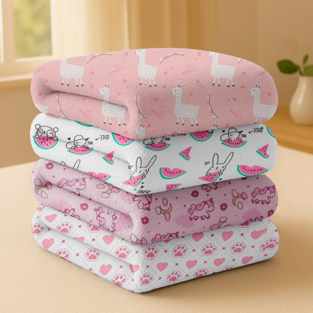 Anti-Allergic Baby Blanket Super Soft Flannel 100% Cotton Large With 70x90cm Layette For Girl Boy Minasrey Blanket Printed Blanket With Crochet Around Beautiful And Cute Finish - 女性化 - 查看 1