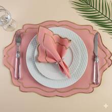 Placemat Kit, Embroidered Placemat, Round/Rectangular Table Placemat And Napkins - 玫瑰皇室 - 查看 5