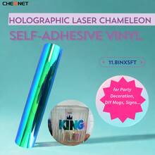 1 张全息激光变色龙自粘性乙烯基永久性乙烯基和转移胶带薄膜 DIY 定制工艺品 - 綠色 - 查看 16