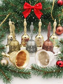 1pc Hand-Carved Bell, Vintage Colored Brass Bell, Metal Bell, Old Man Bell, Wedding Bell, Service Bell, Christmas Bell, School Hand-Cranked Bell, Christmas Gift Room Decor - Multicolor - View 1