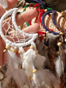 1pc Moon & Crescent Dreamcatcher Pendant Decor With Feathers, Romantic Gift For Girls, Suitable For Car, Room, Home, Wedding Party Decoration (Feathers Are Artificial) - Moon - View 2