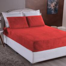 Plush Soft Blanket Sheet Set 3 Pieces King Size\Queen Size\Standard Double\Single - With Elastic - 紅色 - 查看 1