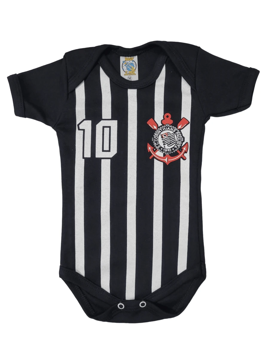 Body Bebê Time de Futebol Timão - Preto - Visão 1