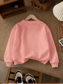 Tween Mädchen Sweatshirt mit Schleife Muster, Rundhals Sweatshirt für Tween Mädchen, lässige und bequeme Mode für Herbst und Winter, süße Kleidung. Weich und maschinenwaschbar, lässig und modisch, geeignet für Reisen, Partys und Campusmode. Passend für Schule, Urlaub und Einkaufsoutfits - Pink - Übersicht 3