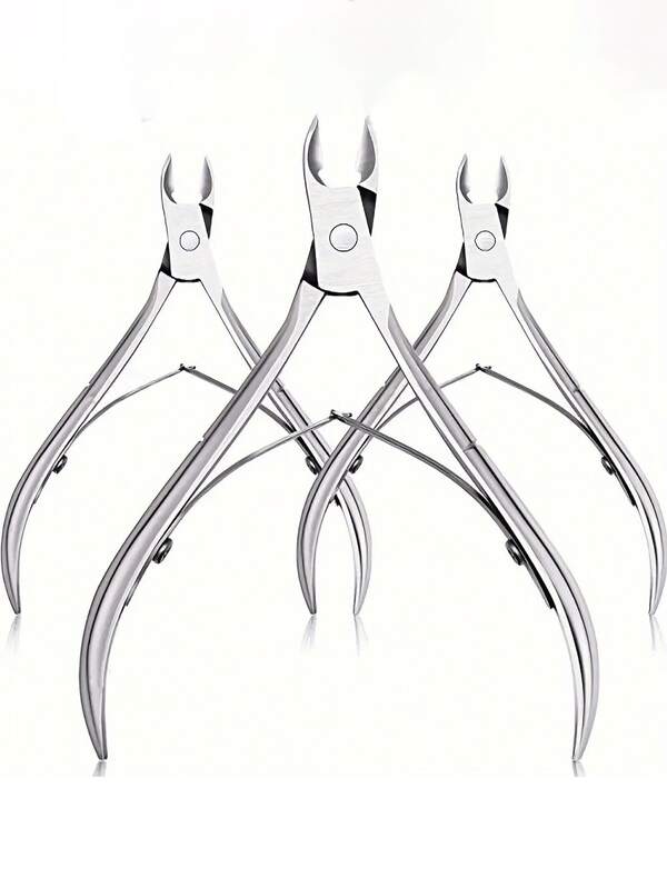 3 piezas de cortaúñas de acero inoxidable de precisión - Hipoalergénico, con punta de varios colores, usado para eliminar la piel muerta, cuidado de uñas y pies, con mango ergonómico