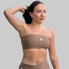 Brisa Fitness Women's Premium Polyamide Zero Transparency Gym Bandeau Top, Casual - Blue Anchor - 棕色 - 查看 9