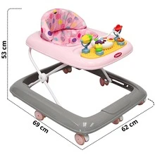 Joykoo Andadera para Bebé Luz y Sonido Juguetes Interactivos Altura Ajustable Plegable Ruedas de Goma Apta desde 6 meses y hasta 12 kg - Rosa - Ver 4