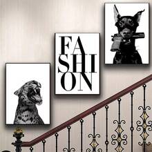 三幅无框帆布海报，现代艺术风格，以灵缇犬和豹子为主题，时尚艺术印刷品，适合卧室、客厅、厨房、走廊等墙面装饰，现代时尚家居装饰礼品，2D平面设计，是房间装饰的完美之选。