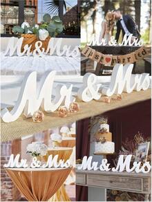 1 Set Of Mr&Mrs Wooden Wedding Decoration Set, Wedding Table Sign With Letter Decoration, Wooden Stand-Alone Letters For Photo Props, Rustic Decoration, Wooden Letters For Main Table Wedding, Anniversary Party Valentine's Day Retro Commemorative Party Favors Best Gifts, Wedding Decor, Home Decor, Room Decor Bride Birthday Graduation Birthday Decorations Party Decorations Bachelorette - Mr&Mrs - 查看 1
