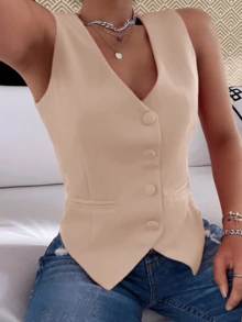 Colete Feminino Com Botão