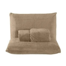 Plush Soft Blanket Sheet Set 3 Pieces King Size\Queen Size\Standard Double\Single - With Elastic - 卡其色 - 查看 2