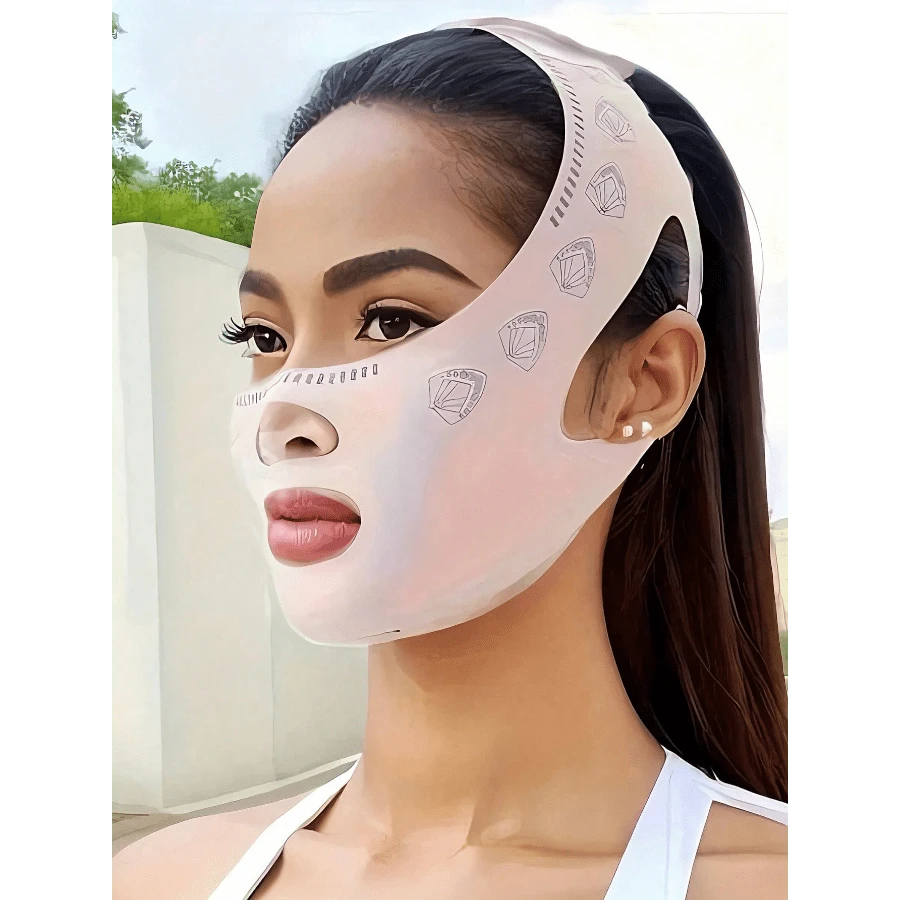 V-Shape Face Chin Strap - Face Lifting Bandage, Sleep Mask, Face Slimming, Portable Yoga Face Muscle Toning Strap, Suitable For Day And Night Use