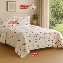 Cherry Bedspread Kit Single Double Queen King Double Sided Cotton 180 Thread Count - 櫻桃 - 查看 2