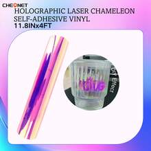 1 張全息雷射變色龍自黏乙烯基永久乙烯基和轉移膠帶薄膜 Diy 定制工藝 - 粉色 - 查看 14
