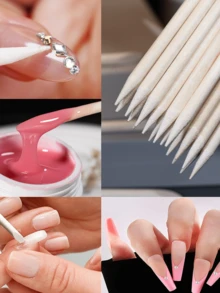 500/300/200 件双面角质层推杆，美甲水钻去除，美甲和足部护理工具 - 米色 - 查看 10