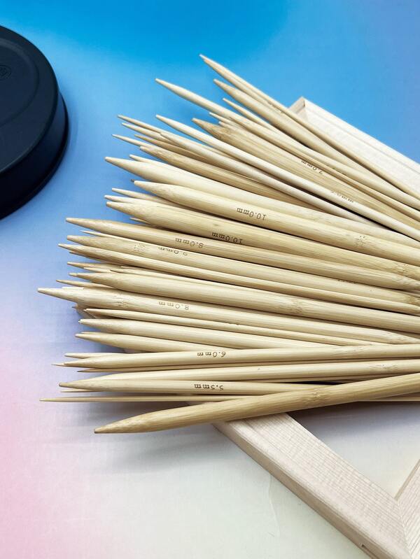 4pcs/Set Bamboo White Double Pointed Knitting Needles, 20cm Length, 2.0mm-10.0mm 18 Sizes Available, Suitable For DIY Socks, Hats, Gloves