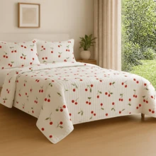 Cherry Bedspread Kit Single Double Queen King Double Sided Cotton 180 Thread Count - 櫻桃 - 查看 7