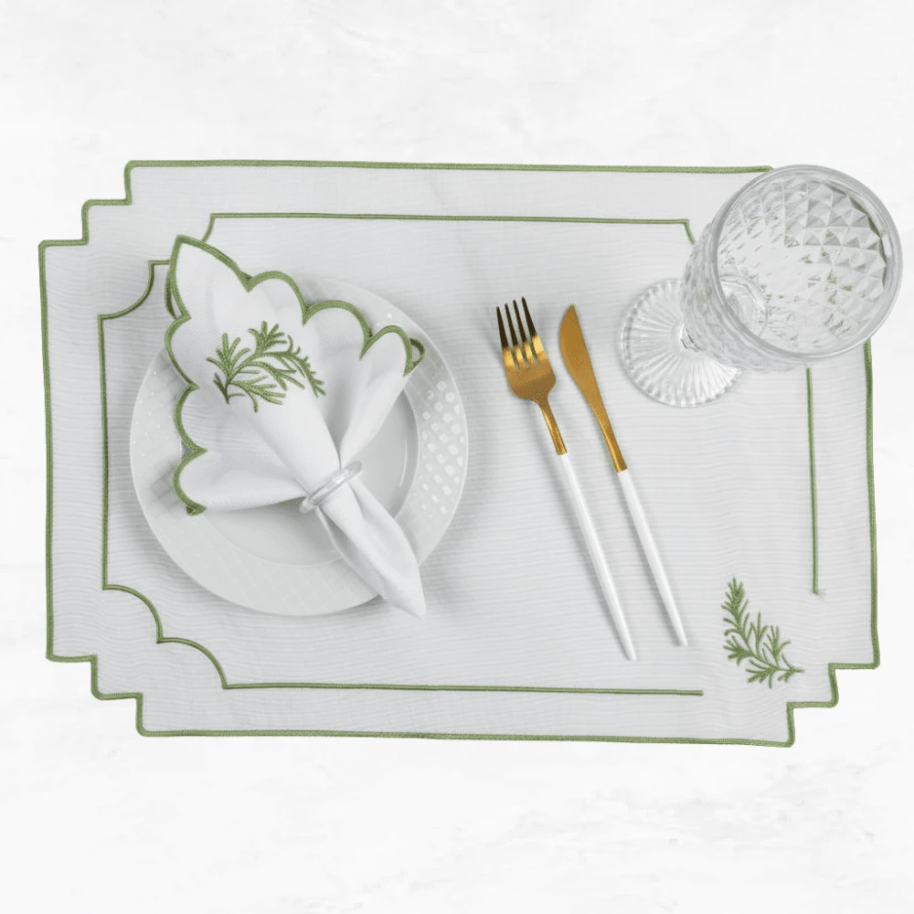 Placemat Kit, Embroidered Placemat, Round/Rectangular Table Placemat And Napkins - 迷迭香 - View 1
