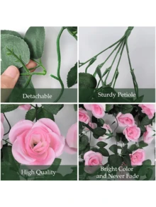 Nejlue Artificial Flowers/Plants1111 Home & Living 1pc Artificial Rose Vine Garland, Suitable For Home, Room, Garden, Wall, Indoor/Outdoor, Bedroom, Wedding, Dining Table, Party, Birthday, Balcony Decor, Spring Decorations, Valentine's Day Decorations - Pink - View 8