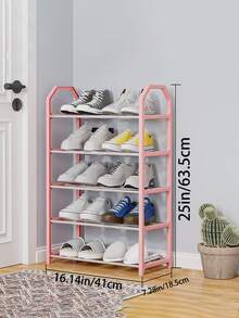 [节省空间的鞋架] 4 层/5 层节省空间的鞋子收纳架：易于组装，可拆卸设计，承重高达 6 公斤，非常适合宿舍和小空间，黑色塑料鞋子和配件收纳架 - 彩色 - 查看 9