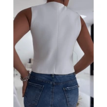 Women's Vest With Button - 白色 - 查看 2