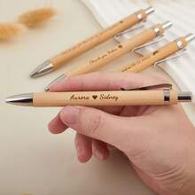 1/5/10/50PCS Custom Bamboo Ballpoint Pens, Personalized Engraved Pens, Portable , Engravable Name & Logo, Wedding Favors, Teacher's Day Gifts, Business Office Gifts, Student Stationery Souvenirs - Multicolor - View 8
