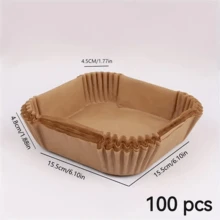 50/100 piezas, Papel para freidora de aire, Forro desechable para freidora de aire, a prueba de aceite, antiadherente, fácil de limpiar, accesorios para freidora de aire, accesorios de cocina. Un forro de papel cuadrado adecuado para hornear, hornear y cocinar en microondas, utilizado para hotel y fines comerciales.
