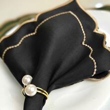 Placemat Kit, Embroidered Placemat, Round/Rectangular Table Placemat And Napkins - 黑色皇室 - 查看 3
