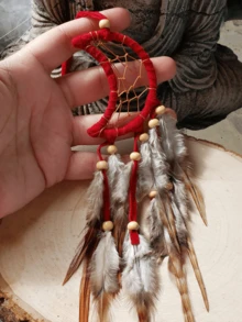 1pc Moon & Crescent Dreamcatcher Pendant Decor With Feathers, Romantic Gift For Girls, Suitable For Car, Room, Home, Wedding Party Decoration (Feathers Are Artificial) - Moon - View 13