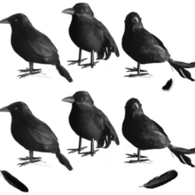 Realistic Feather Crow Decoration, Plastic Fake Crow Decor For Halloween, Lifelike Simulation Bird Model