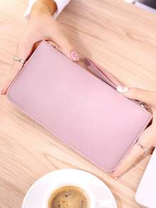 Ví đựng hộ chiếu dài có khóa kéo tối giản, ví cầm tay mỏng đa chức năng dành cho nữ (màu khóa kéo ngẫu nhiên) - Nhiều màu - Xem 3