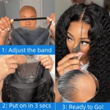 CEXXY 13x6 Deep Wave Lace Frontal Wigs 360 Water Curly 7x5 Glueless Lace Front Wig 30 36 Inch Closure Kinky WearGo - Tự nhiên & Đen - Xem 5