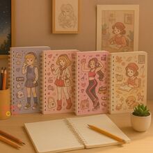 2 Pcs Libreta Pasta Dura Cuadernillo Italiano Doble Espiral - Multicolor - Ver 4