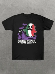 Women's Casual T-Shirt With "Gaba Ghoul" Italian Flag Ghost Graphic Comfortable And Soft Short-Sleeved T-Shirt, 100% Cotton, 220 G, Ideal For Spring And Summer, Unisex.