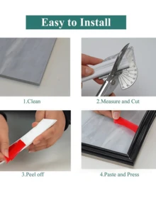 1卷，1米/3米长，优雅自粘PVC装饰条 - 柔韧可弯曲，适用于墙面、地面和橱柜 - 安装简便，欧式家居及地面装饰，墙面装饰，家居点缀 | 光面 | PVC材质 - 彩色 - 查看 4