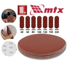 Disco de Lixa com VeIcro 125mm 10 Peças MTX Kit 10 Lixas Circular Para Lixadeira Kit Lixa Sem Furo - Vermelho e Branco - Visão 2