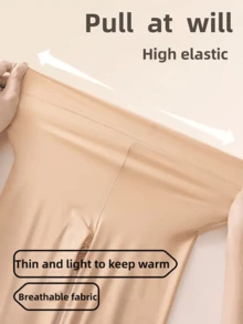 Calças térmicas ultrafinas, sólidas e sem costura, 2 peças, outono e inverno, cintura alta, justas, elásticas, roupa íntima feminina e pijamas