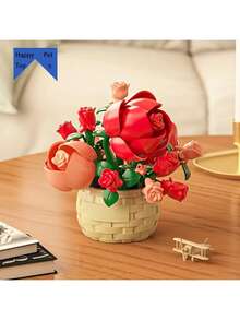 Flower Basket Building Block Set, Roses, Sunflowers, Succulent Flower Pot Decor, Educational Constructing Toy, Kids Building Toy, Gift For Boys & Girls, Birthday & Party Gift - Multicolor - View 11