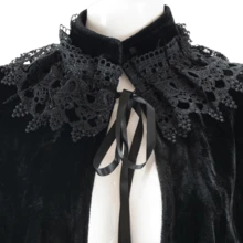 Áo choàng nhung đen nhung vàng Áo choàng ren ngắn Victoria Trang phục Halloween, Đầm dự tiệc - màu đen - Xem 3