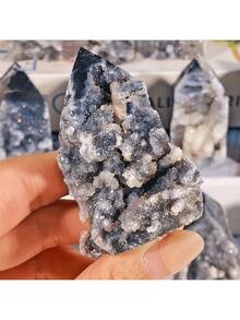 1pc Natural Quartz Crystal Drusy Cluster Decoration - Tabletop Decor & Home Decor - Multicolor - View 9