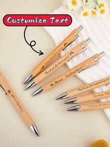 1/5/10/50PCS Custom Bamboo Ballpoint Pens, Personalized Engraved Pens, Portable , Engravable Name & Logo, Wedding Favors, Teacher's Day Gifts, Business Office Gifts, Student Stationery Souvenirs - Multicolor - View 2